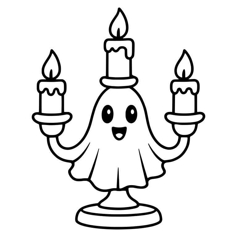 Ghost Candelabra With Short Draped Sheet — free objects SVG cut file