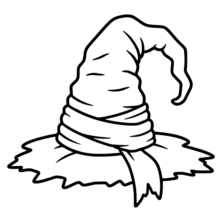 Ragged-Brim Witch Hat with Wrapped Cloth Band — free objects SVG cut file