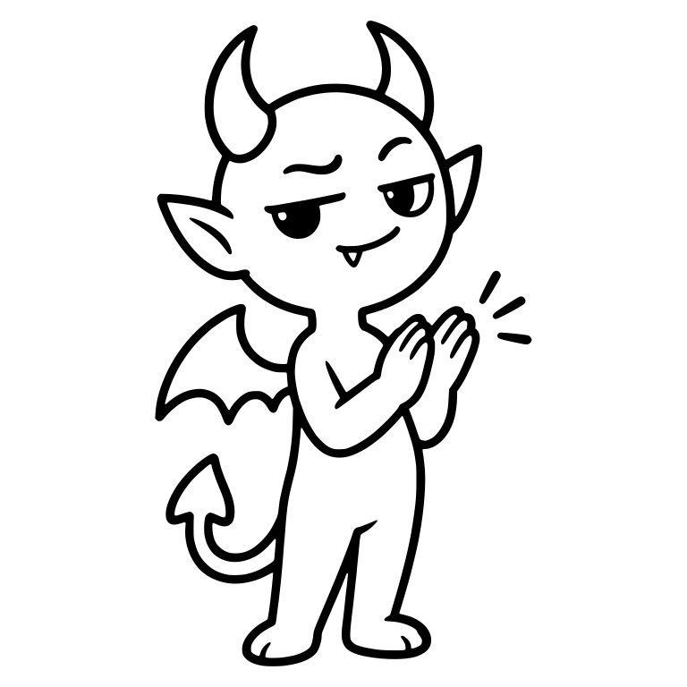Standing Winged Demon Slow Clapping With Smirk — free fantasy-creature SVG cut file