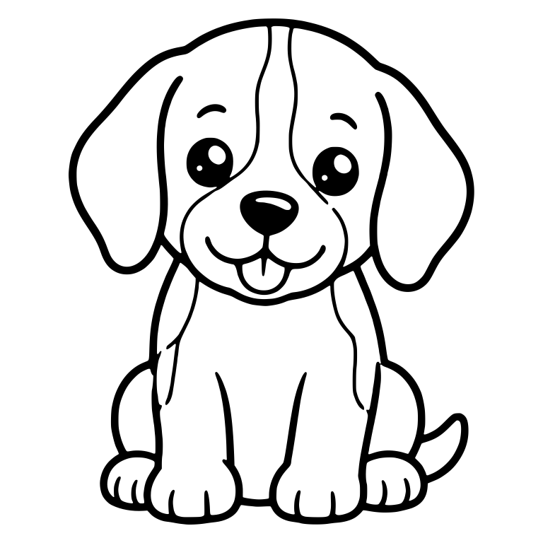 Happy Sitting Beagle Puppy with Thin Head Stripes — free animal SVG cut file