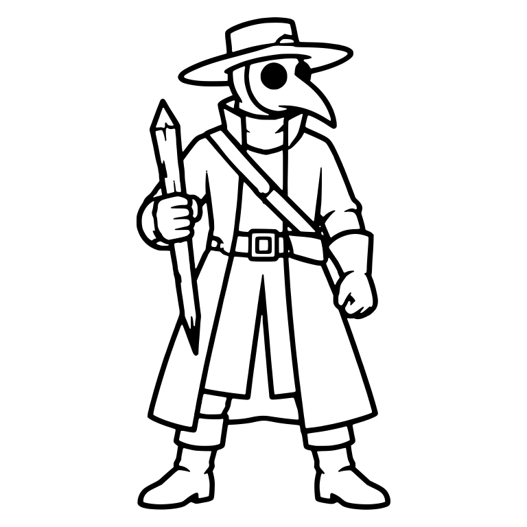 Plague Doctor With Wooden Stake and Shoulder Strap — free characters SVG cut file