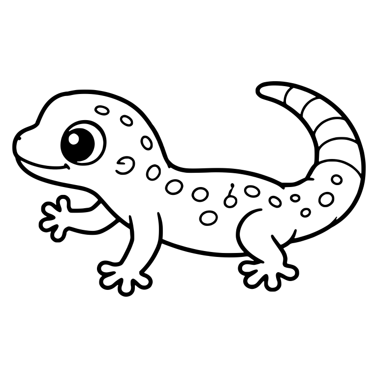 Waving Spotted Gecko With Banded Curled Tail — free animal SVG cut file