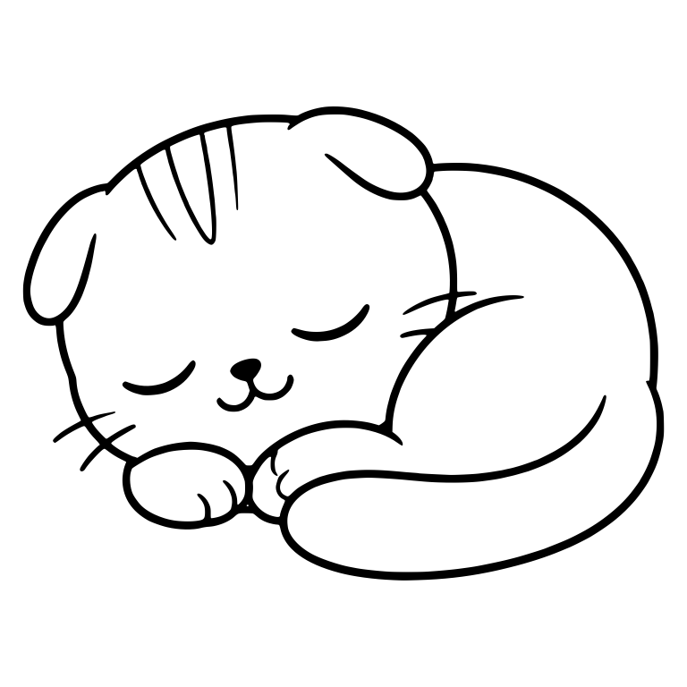 Sleeping Scottish Fold Kitten Curled Into a Ball — free animal SVG cut file