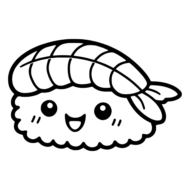 Shrimp Nigiri With Tail Fan and Big Round Eyes — free food SVG cut file