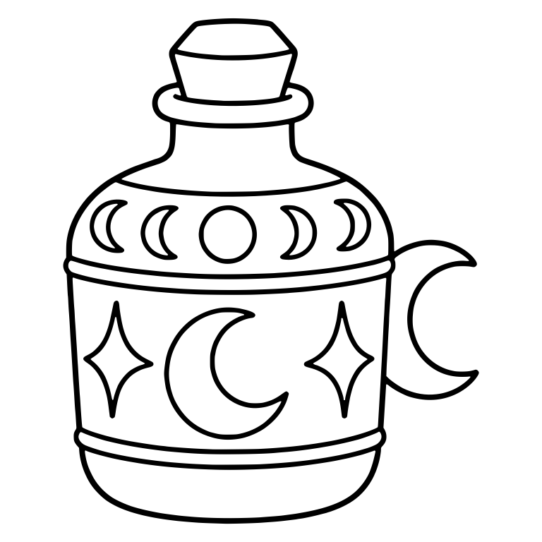 Moon Phase Bottle with Stars and Crescent Handle — free objects SVG cut file