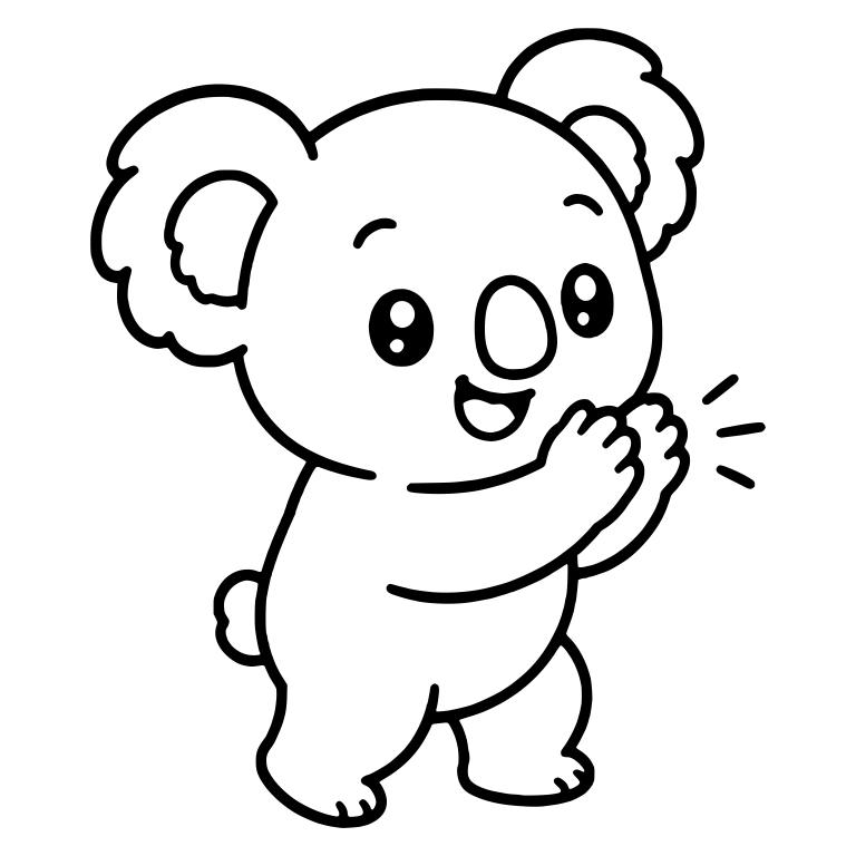 Cheerful Baby Koala Clapping Mid Step — free animal SVG cut file