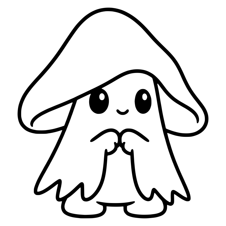 Shy Mushroom Monster With Clasped Paws — free fantasy-creature SVG cut file