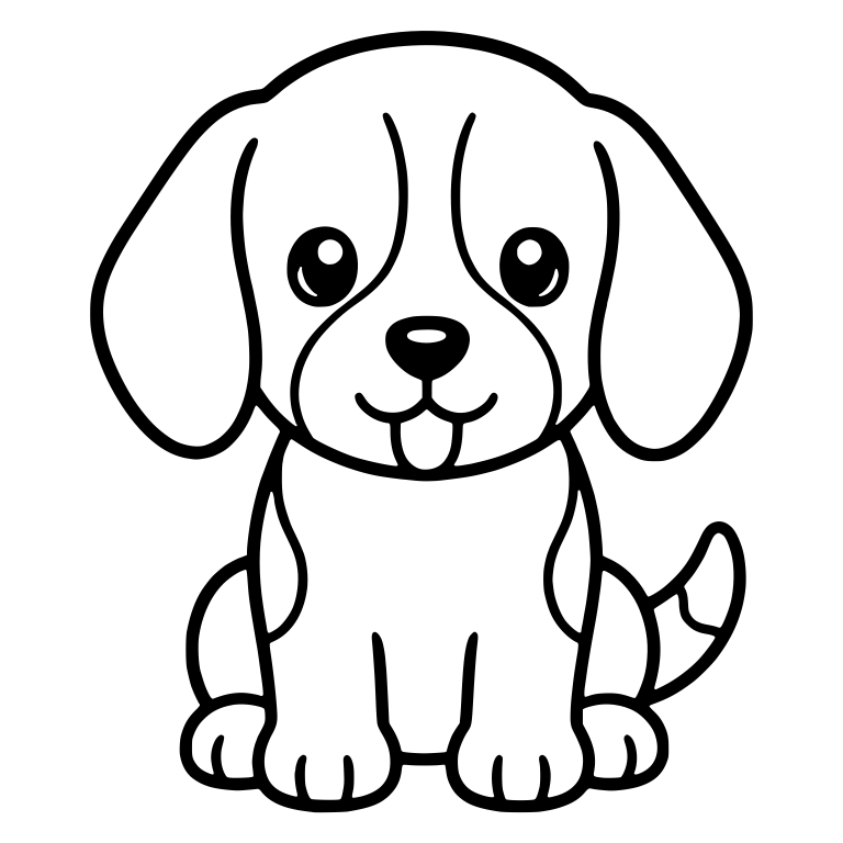 Sitting Beagle Puppy with Spotted Tail and Tongue Out — free animal SVG cut file