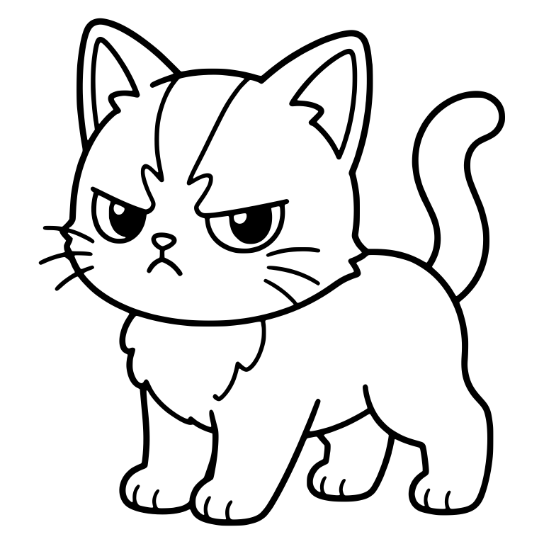 Annoyed Tuxedo Kitten Walking With Tail Curled Up — free animal SVG cut file