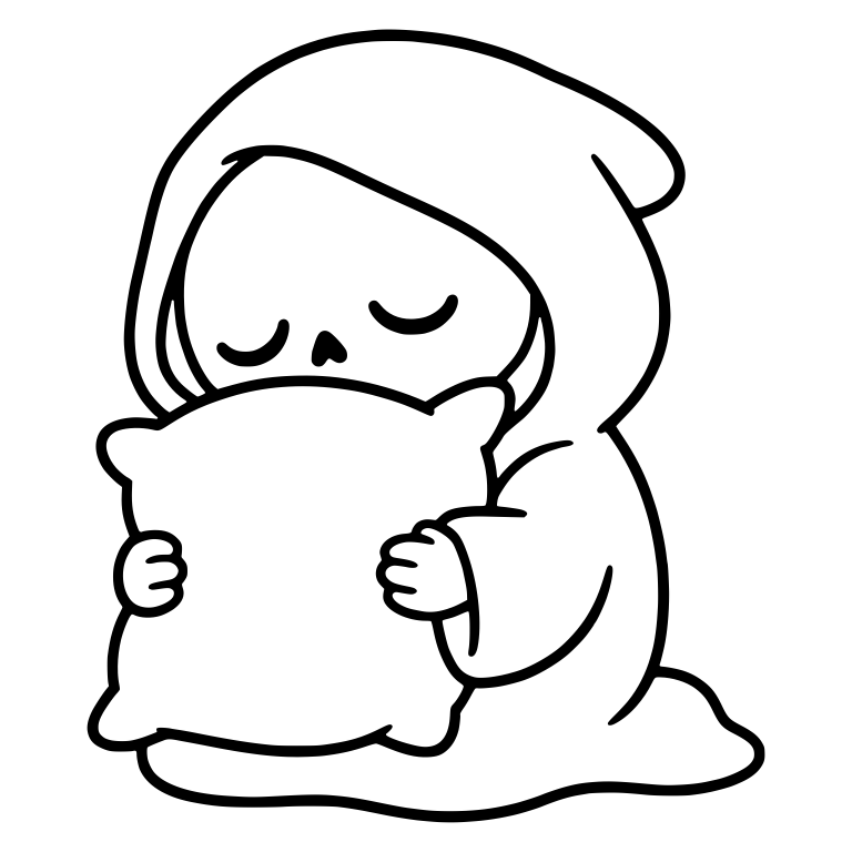 Sleepy Grim Reaper Hugging A Pillow — free characters SVG cut file