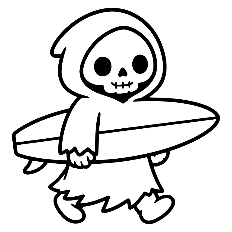 Grim Reaper Carrying Surfboard Under Arm — free characters SVG cut file