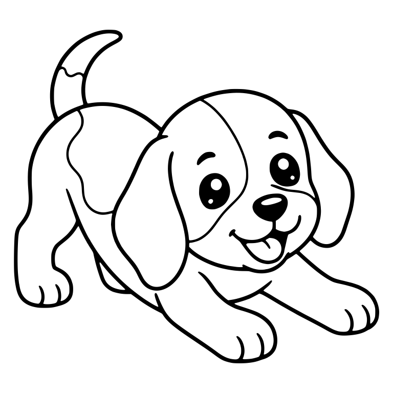 Playful Beagle Puppy Pouncing with Tongue Out — free animal SVG cut file