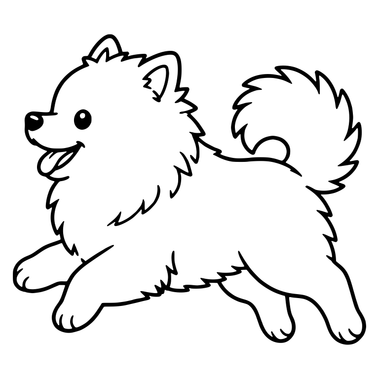 Pomeranian Leaping in Profile With Tongue Out — free animal SVG cut file