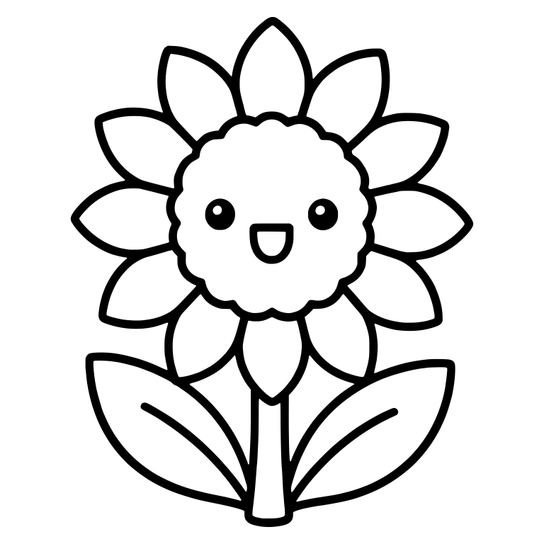 Kawaii Sunflower With Pointed Petals And Fuzzy Center — free floral SVG cut file