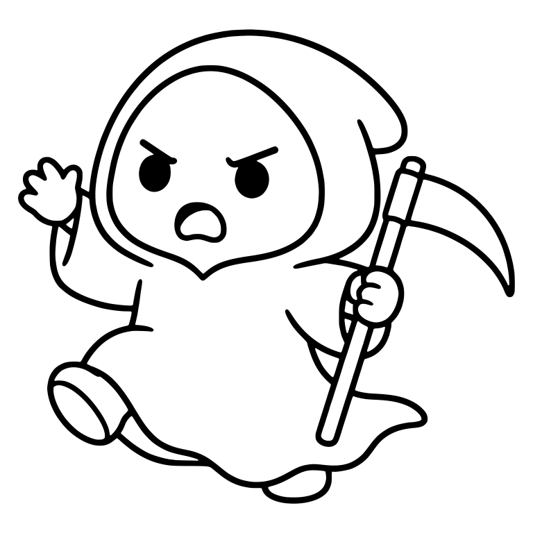 Grumbling Grim Reaper Running With Scythe and Raised Hand — free characters SVG cut file