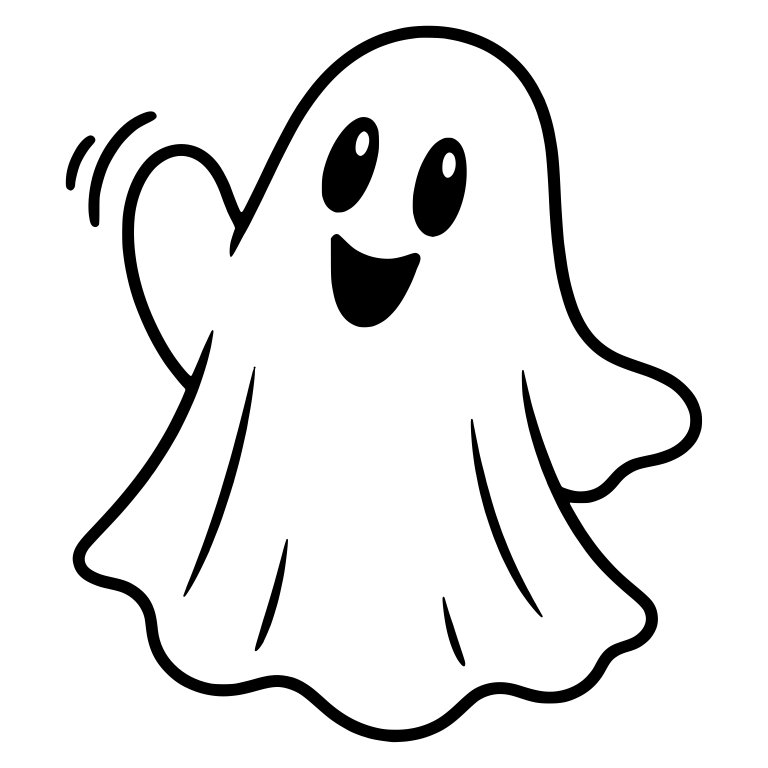 Happy Ghost Waving with Motion Lines — free fantasy-creature SVG cut file