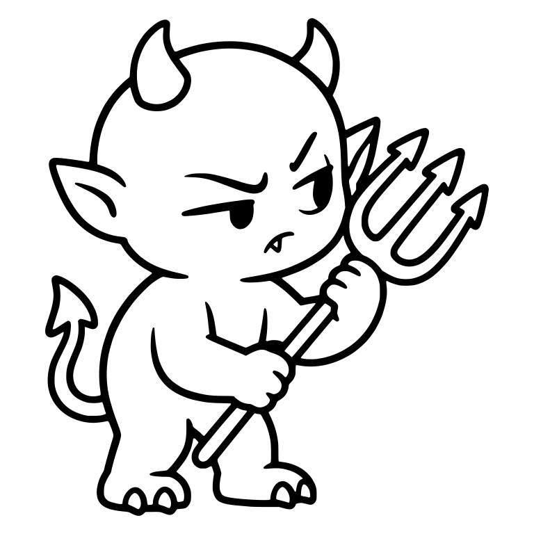 Glaring Wingless Devil With Pitchfork Behind Head — free fantasy-creature SVG cut file