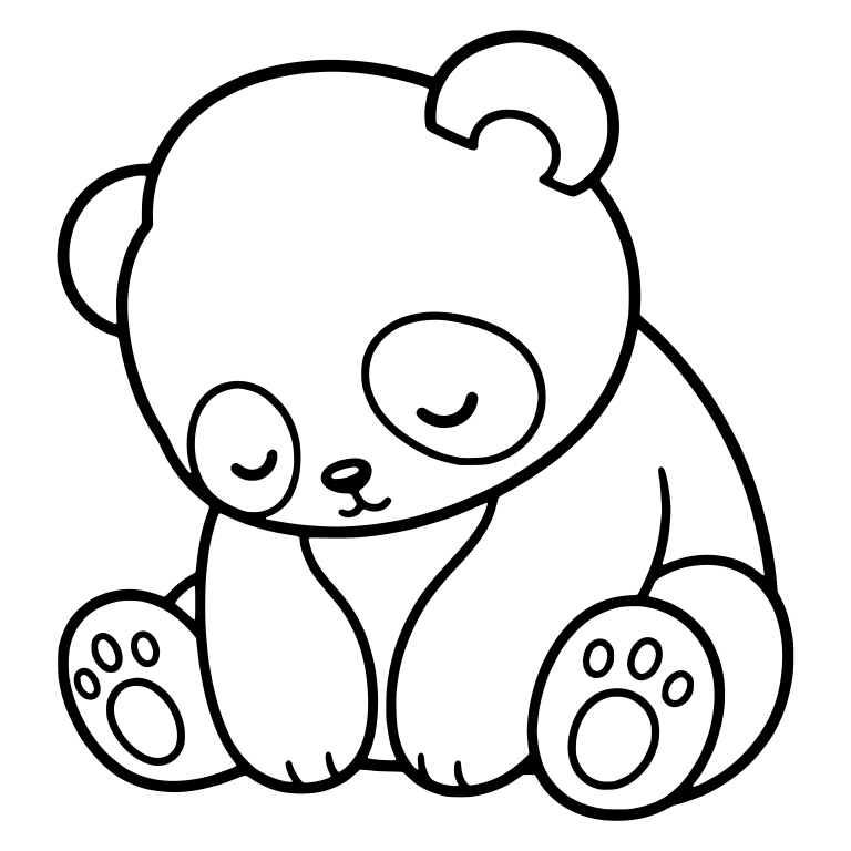 Sleepy Sitting Panda Cub With Head Resting on Paw — free animal SVG cut file
