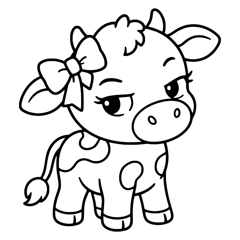Sassy Calf With Hair Bow and Side-Eye — free animal SVG cut file