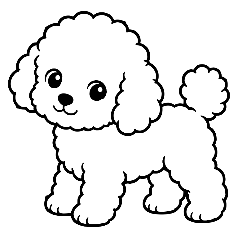 Standing Fluffy Toy Poodle Puppy With Closed Smile — free animal SVG cut file