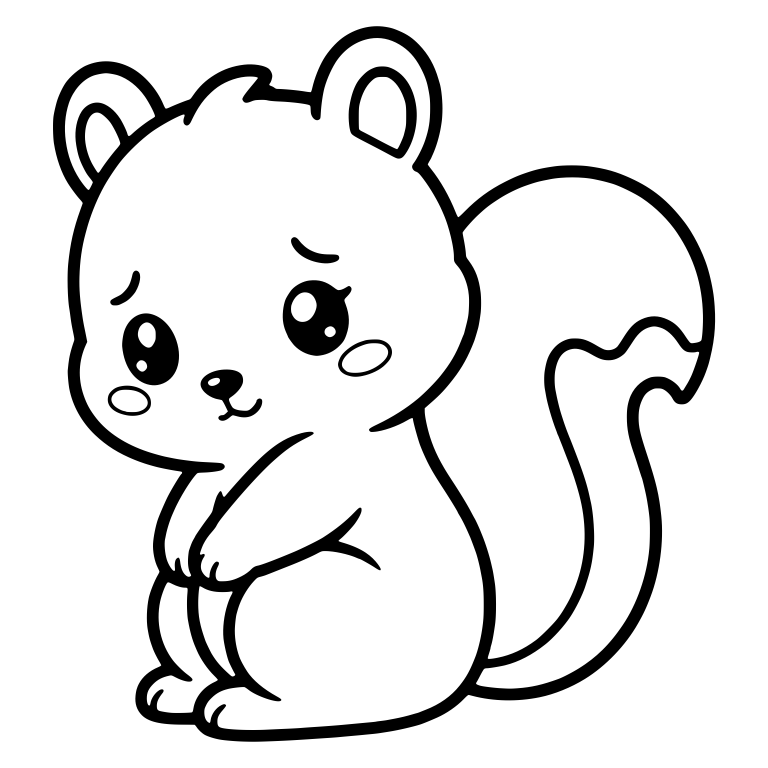 Shy Squirrel Glancing Aside With Paws Clasped — free animal SVG cut file