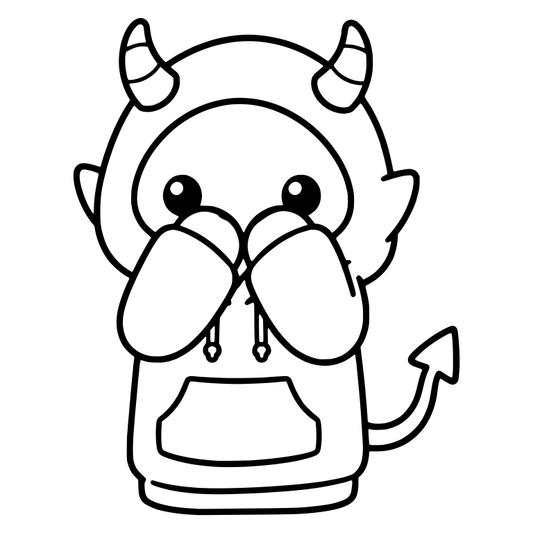 Hooded Devil Peeking Over Hands in Horned Hoodie — free characters SVG cut file