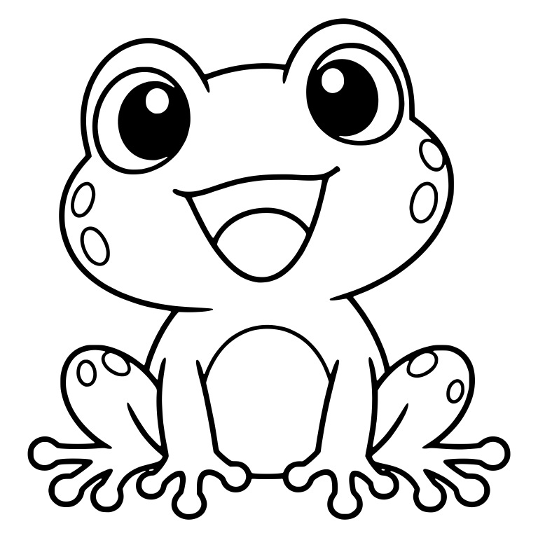 Happy Open-Mouth Chibi Frog With Spotted Cheeks — free animal SVG cut file