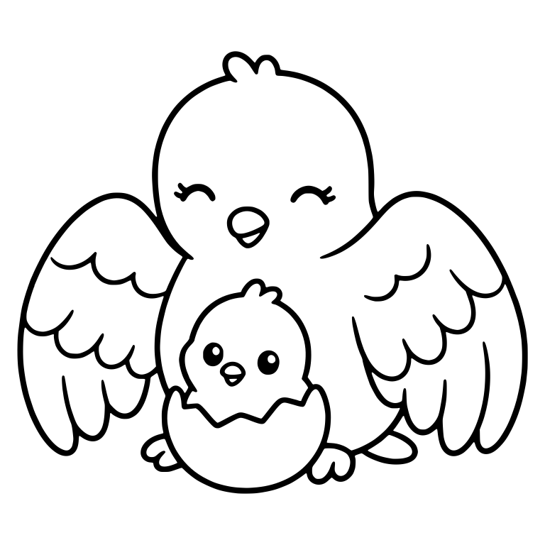 Mother Dove Sheltering Chick in a Cracked Eggshell — free animal SVG cut file