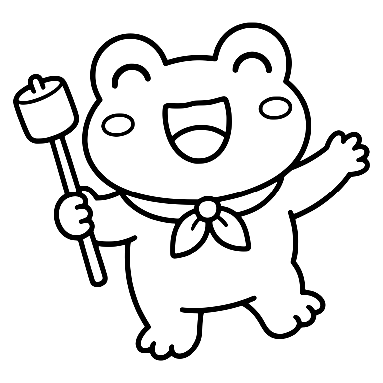 Frog Waving with Marshmallow Stick and Neckerchief — free animal SVG cut file