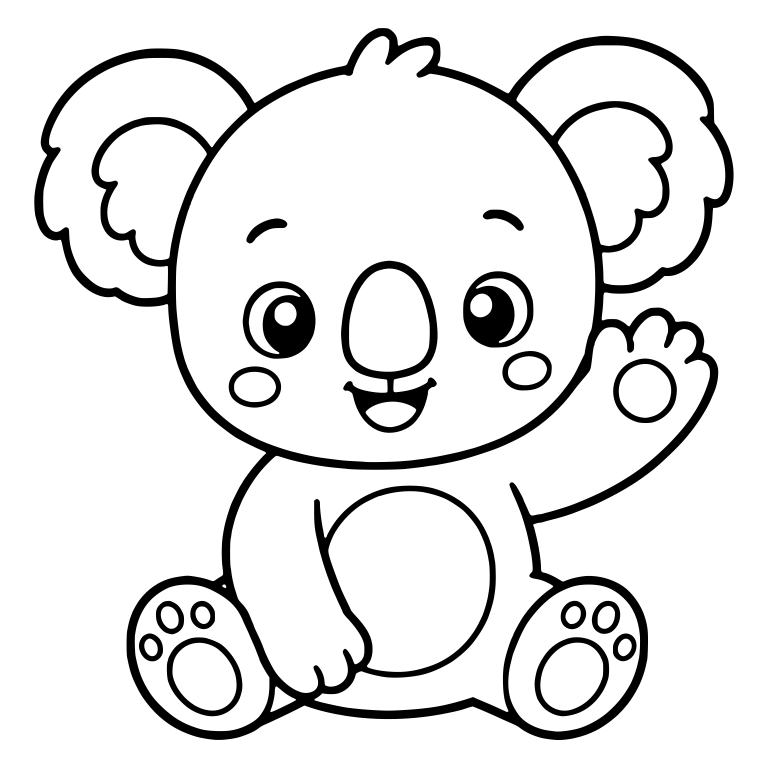 Waving Koala Sitting With Round Belly and Cheeks — free animal SVG cut file
