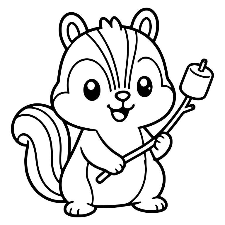 Front-Facing Chipmunk Raising Marshmallow Stick — free animal SVG cut file