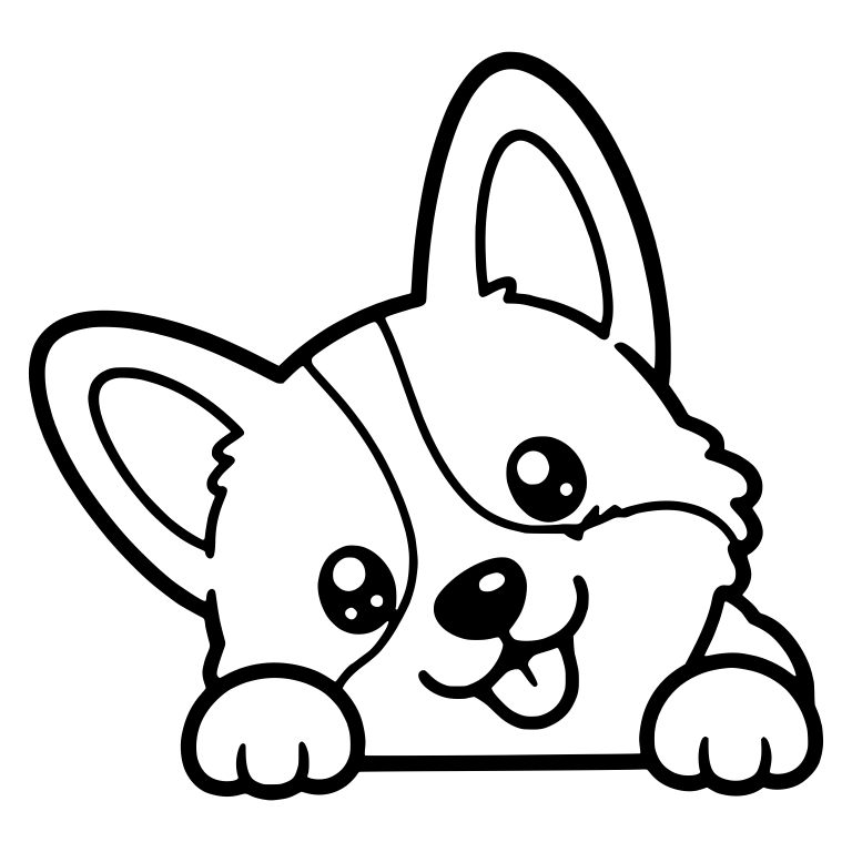 Peeking Corgi Puppy With Tilted Head and Paws on Ledge — free animal SVG cut file
