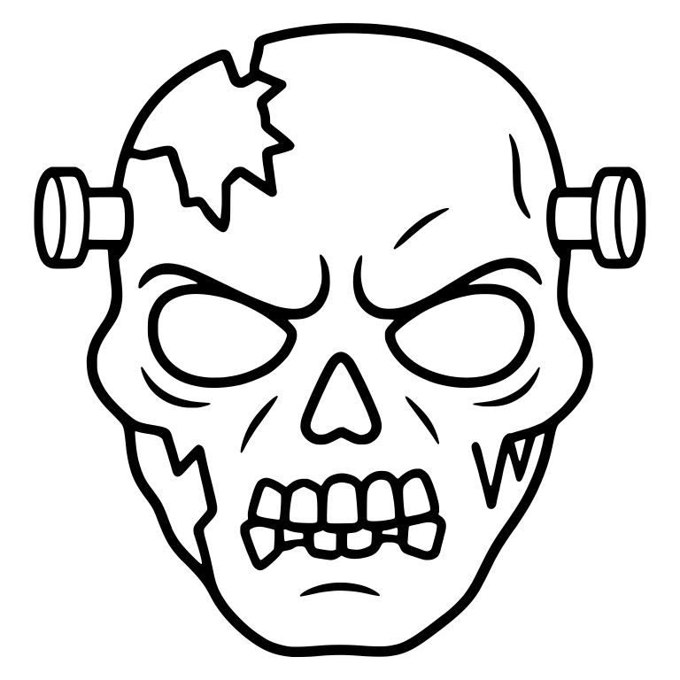 Cracked Zombie Monster Face With Neck Bolts — free fantasy-creature SVG cut file