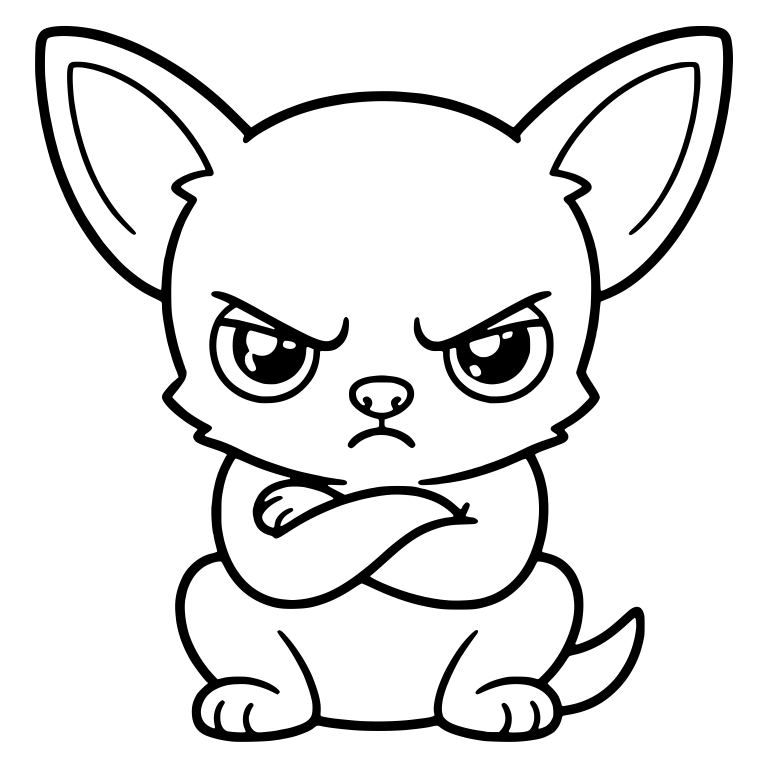 Grumpy Sitting Chihuahua Puppy With Arms Crossed — free animal SVG cut file