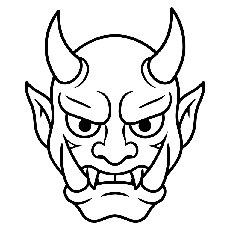 Snarling Oni Demon Face With Horns and Tusks — free fantasy-creature SVG cut file