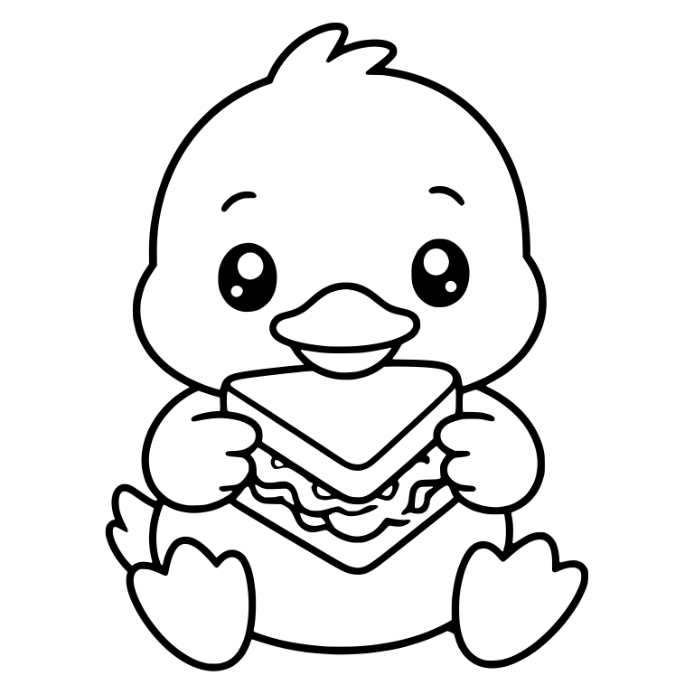 Sitting Duckling Eating a Triangle Sandwich — free animal SVG cut file