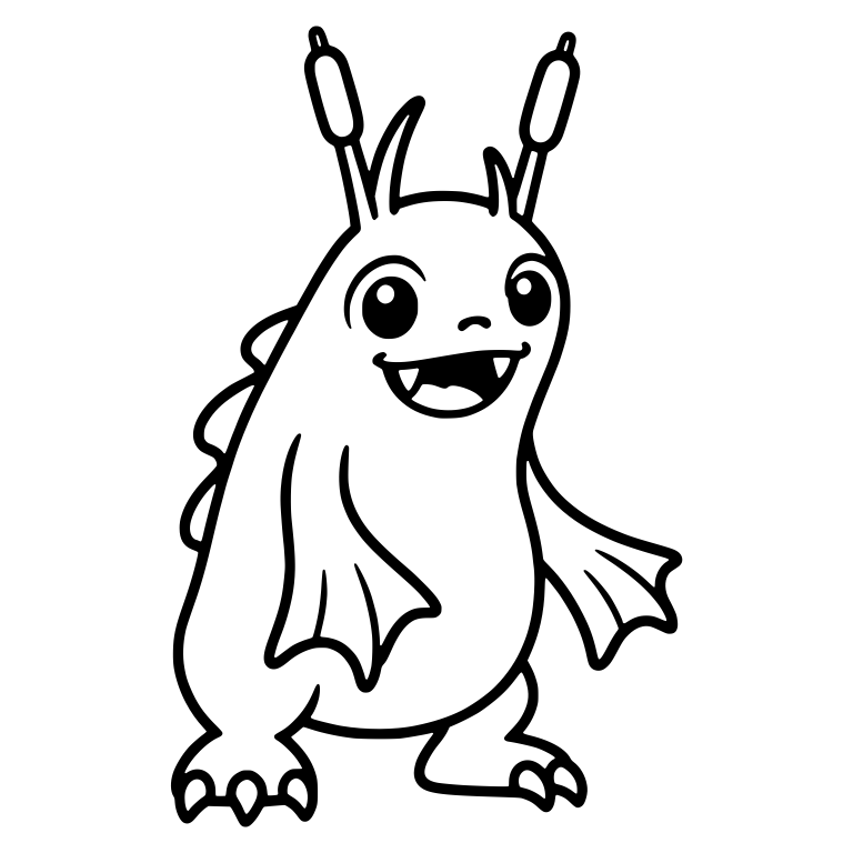 Tall Swamp Monster With Cattail Antennae — free fantasy-creature SVG cut file