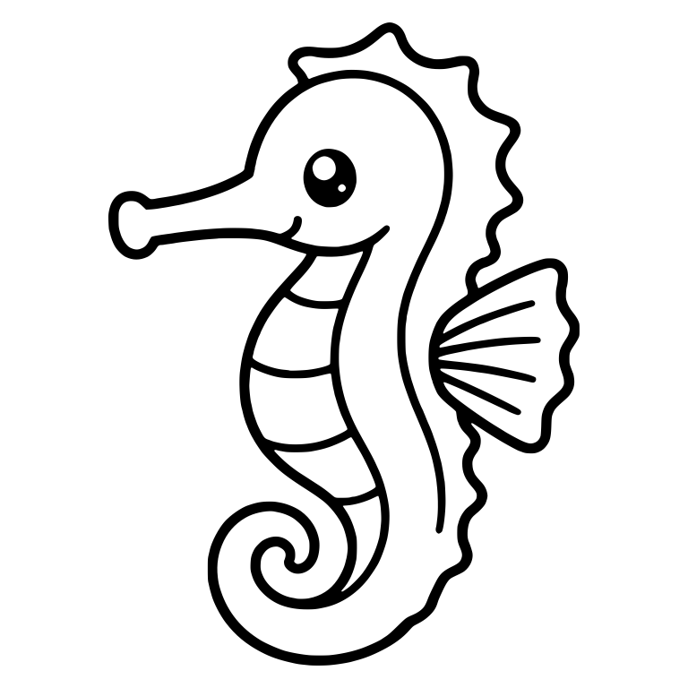Left-Facing Seahorse With Zigzag Crest and Back Line — free animal SVG cut file
