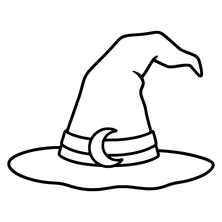 Wide-Brim Witch Hat with Crescent Moon Band Charm — free objects SVG cut file