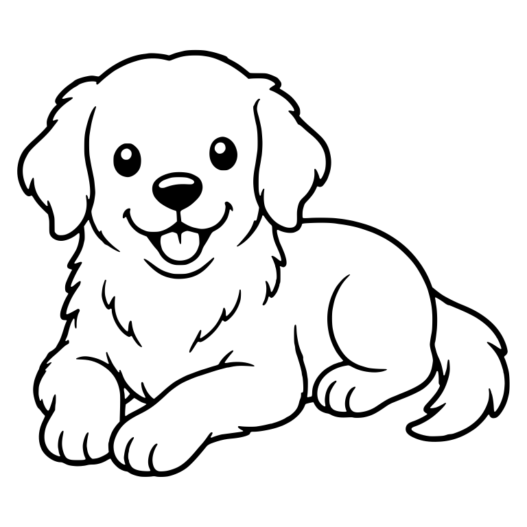 Smiling Golden Retriever Lying Down With Paws Forward — free animal SVG cut file