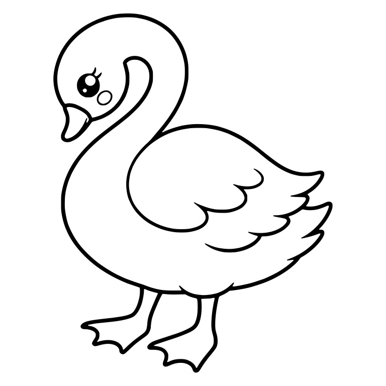 Kawaii Standing Swan With Webbed Feet and Blush — free animal SVG cut file
