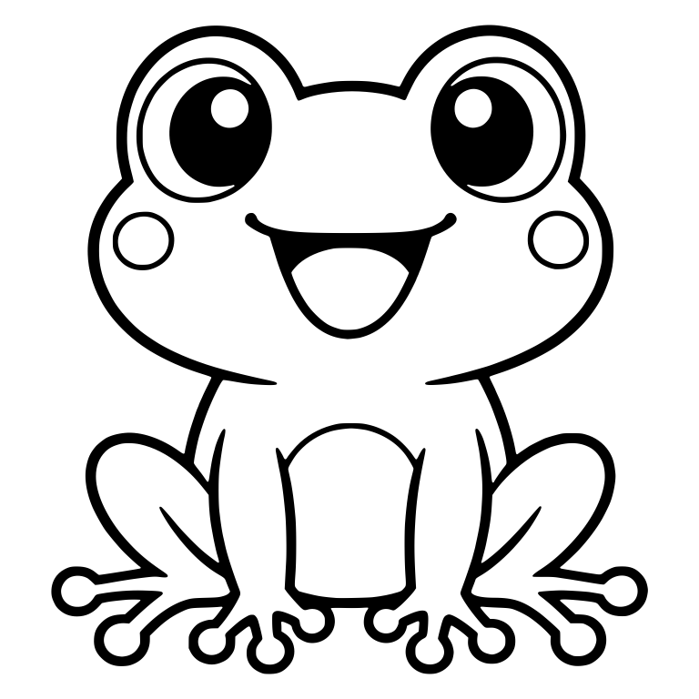 Open-Mouth Chibi Frog With Round Cheek Circles — free animal SVG cut file