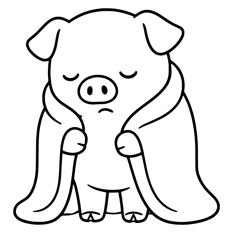 Drowsy Piglet Wrapped in Blanket Holding It Closed — free animal SVG cut file