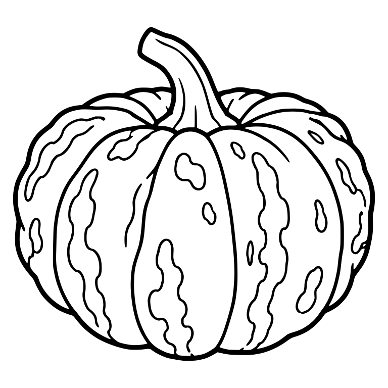 Warty Ribbed Pumpkin with Curved Stem — free floral SVG cut file
