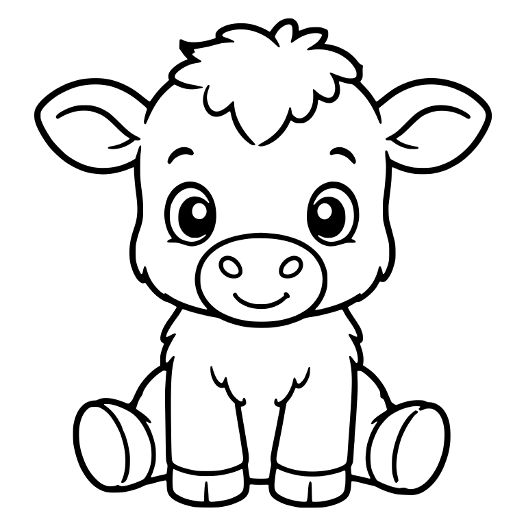 Sitting Calf With Fluffy Chest and Big Round Eyes — free animal SVG cut file