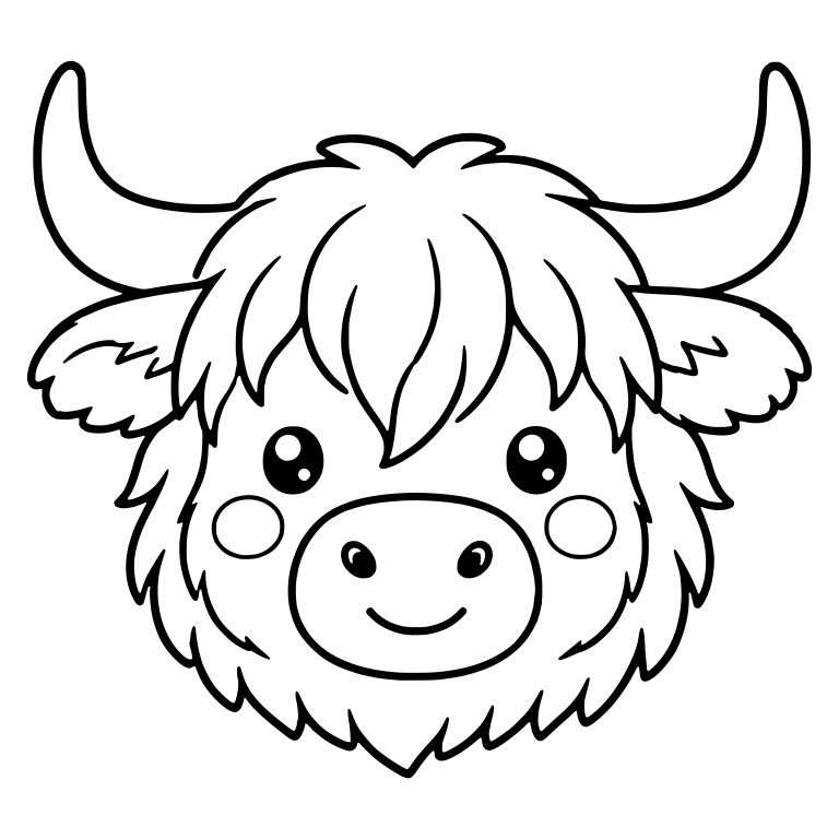 Highland Cow Face With Blushing Cheeks — free animal SVG cut file