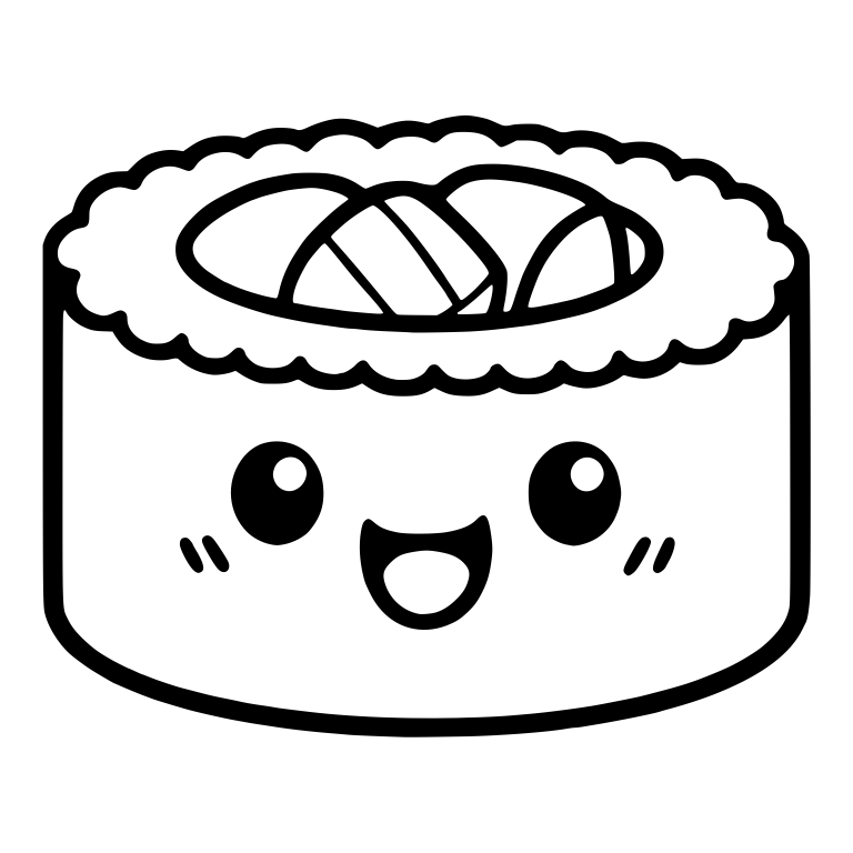 Maki Roll With Fish Slices Nestled in Ruffled Rice Ring — free food SVG cut file