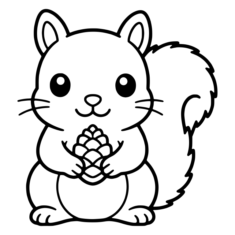 Squirrel Holding a Pine Cone With Whiskers and Fluffy Tail — free animal SVG cut file