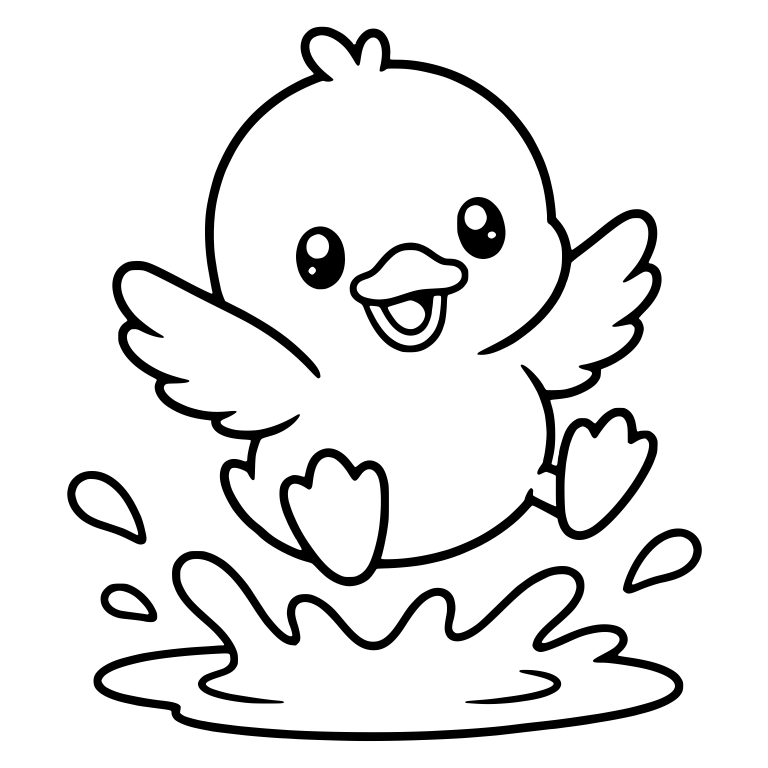 Jumping Duckling With Wings Up Over Puddle Splash — free animal SVG cut file