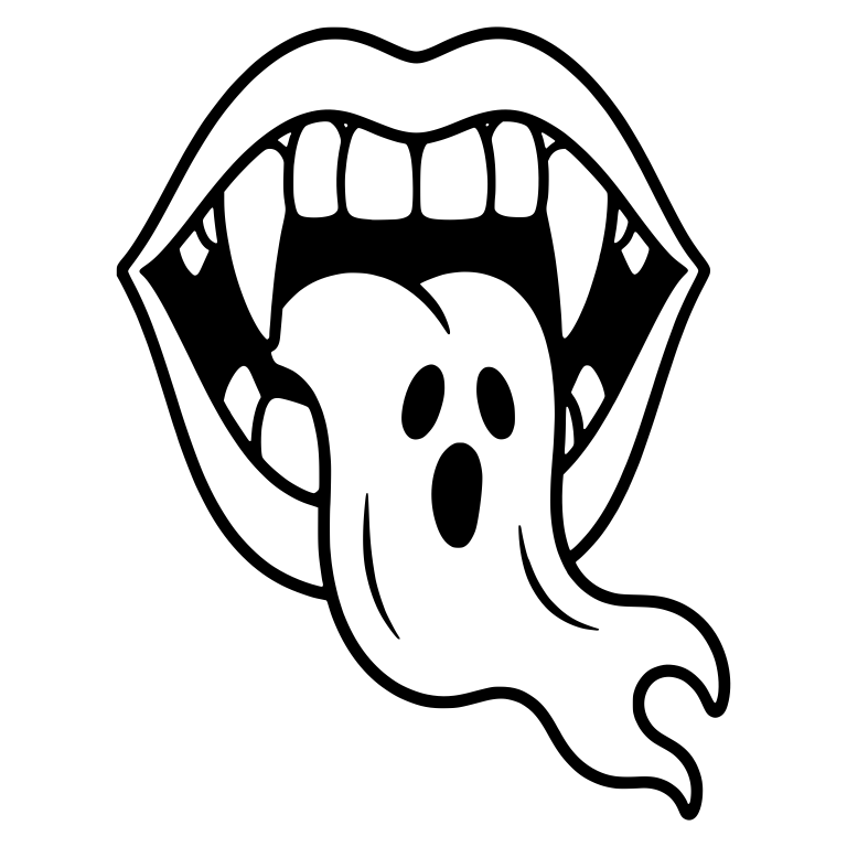 Open Vampire Mouth With Flowing Ghost Tongue Tail — free fantasy-creature SVG cut file